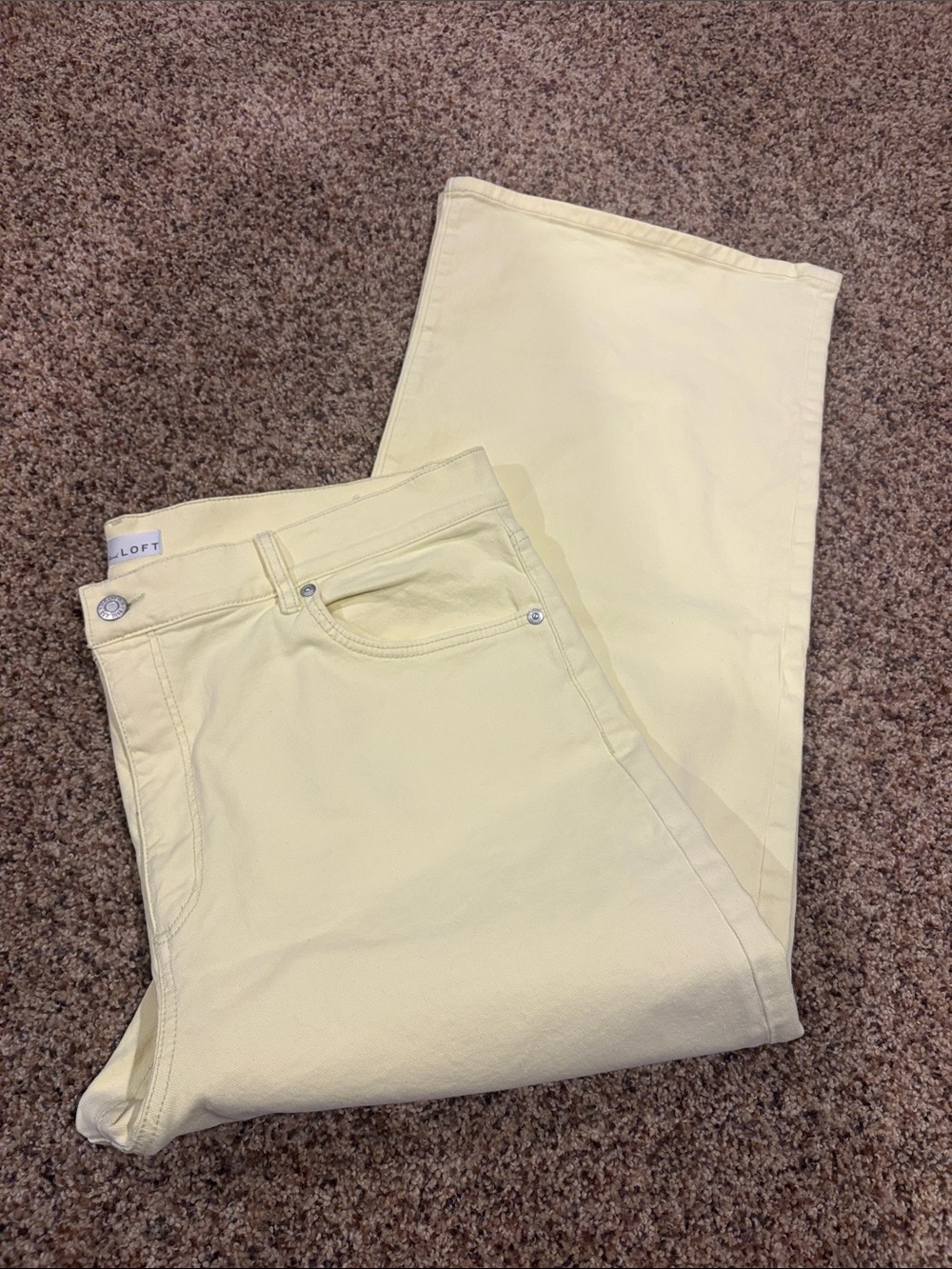 LOFT Pale Yellow High-Rise Wide Leg Jeans